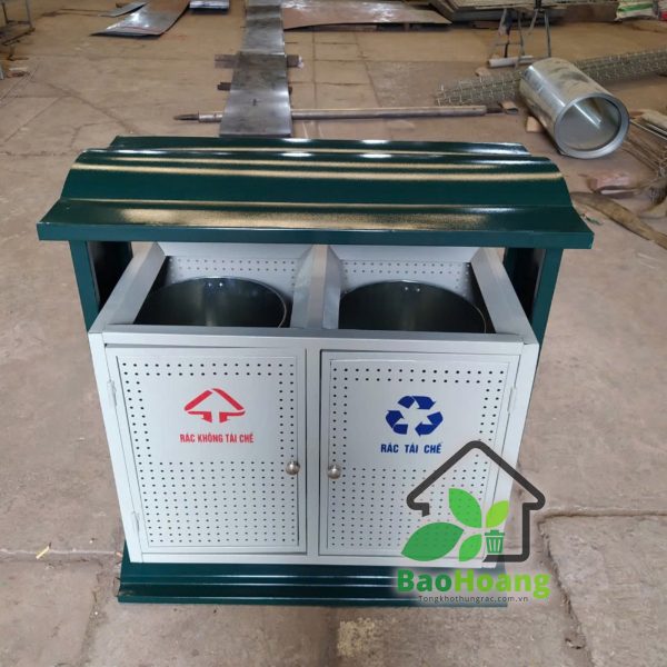 Thùng rác công cộng hai ngăn A88-O - Ảnh 2